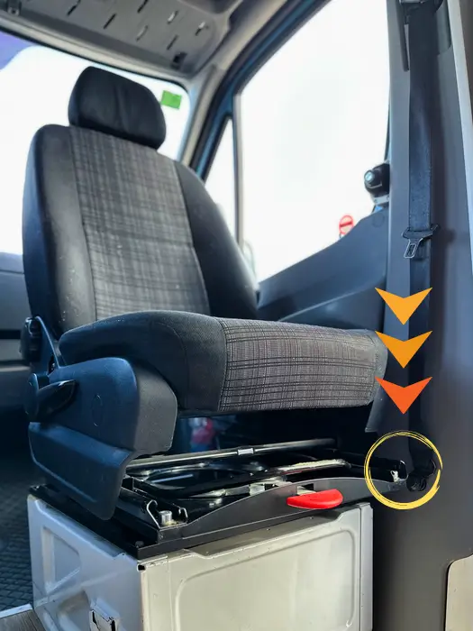 anclaje cinturon asiento giratorio mercedes sprinter