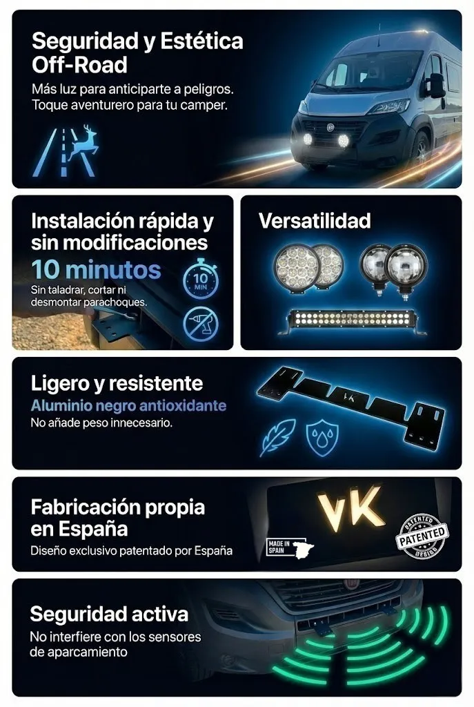 soporte faros auxiliares barra led ducato boxer jumper